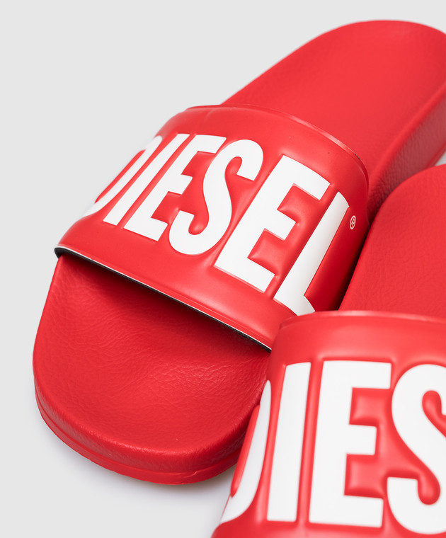 Diesel Дитячі червоні слайдери з тисненням логотипа BC1084KF0193640 зображення 5