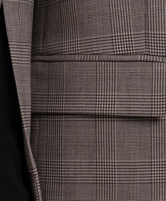 Twinset Коричневый двубортный жакет с шерстью в клетку 262TP2805 изображение 5
