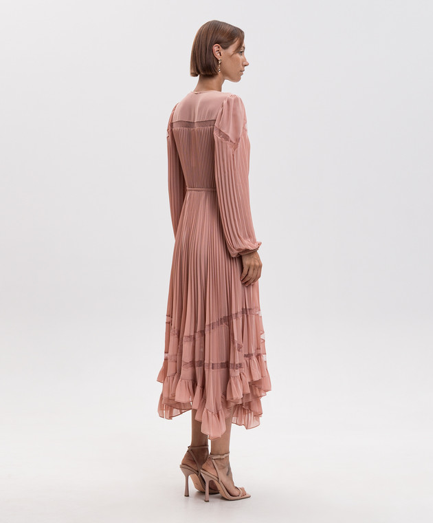 Twinset Розовое платье-плиссе с кружевом 262TP271A изображение 3