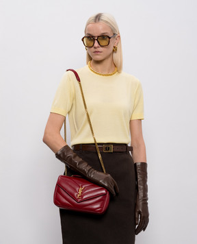 Saint Laurent Бордовая кожаная сумка-мессенджер LOULOU 801437AAEAX