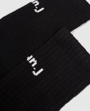 Juun.j Чорні утеплені шкарпетки з візерунком логотипа JC61KTP015