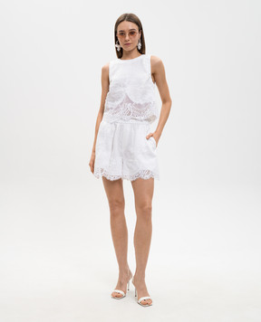 Twinset Білі шорти з льону з мереживом 261TT2183