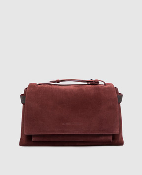 Brunello Cucinelli Бордовая замшевая сумка с цепочкой мониль MBDLB2816P