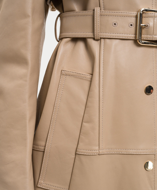 Max Mara Sportmax Бежевый кожаный тренч SPASTE SPSPASTE изображение 5