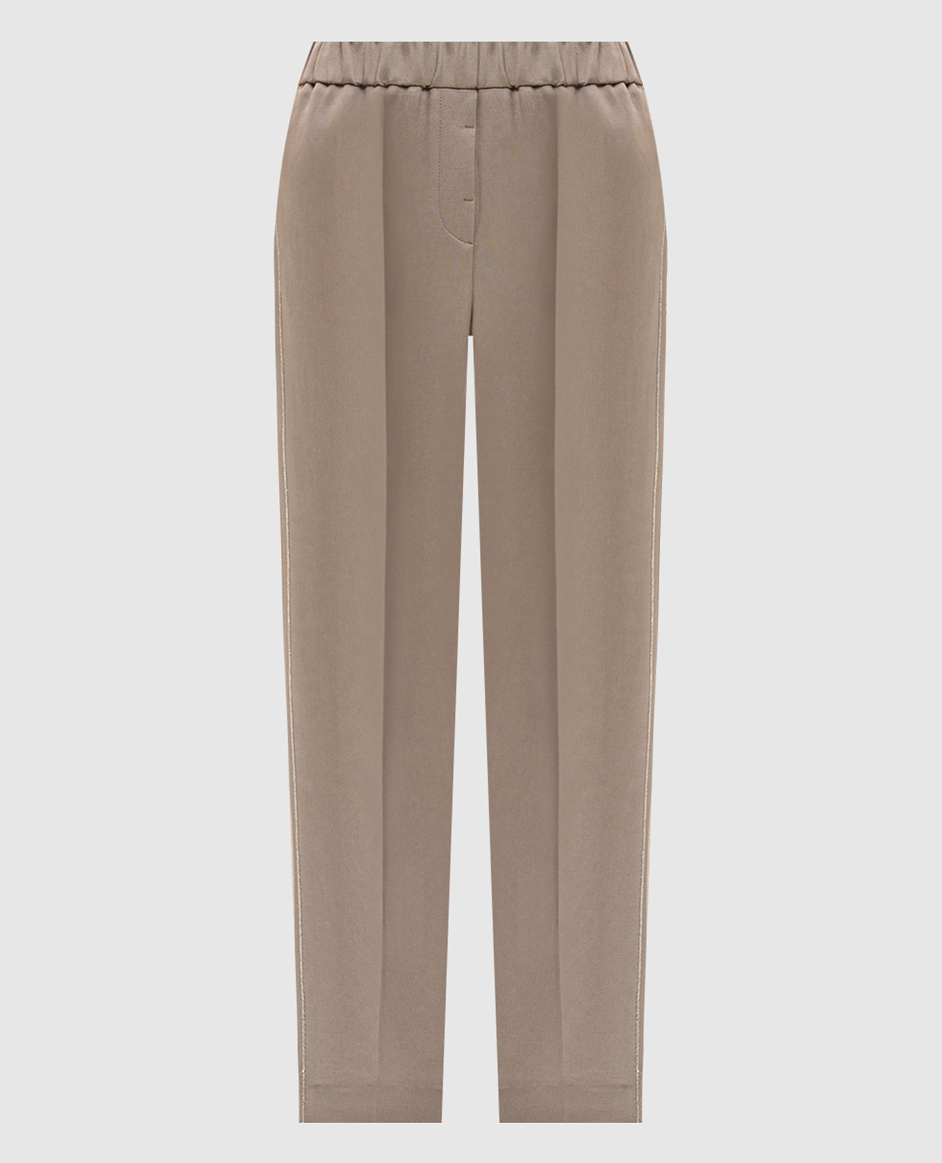 Сірі штани з льоном з ланцюжком моніль