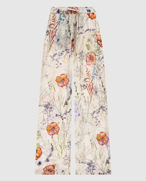 Alexander McQueen Білі штани в квітковий принт Meadow 819000QZAQV