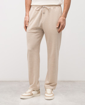 Brett Johnson Бежевые спортивные брюки с шерстью, шелком и льном SS26J7LP193SAN