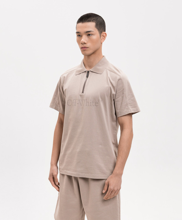 Off-White Бежеве поло з принтом логотипа 44MAD00YS26J001 зображення 3