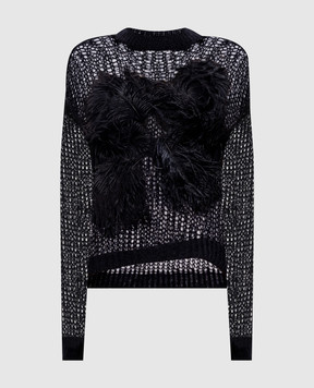 The Attico Чорний ажурний светр з вовною та пір'ям страуса 260WCK00132KMX002FS