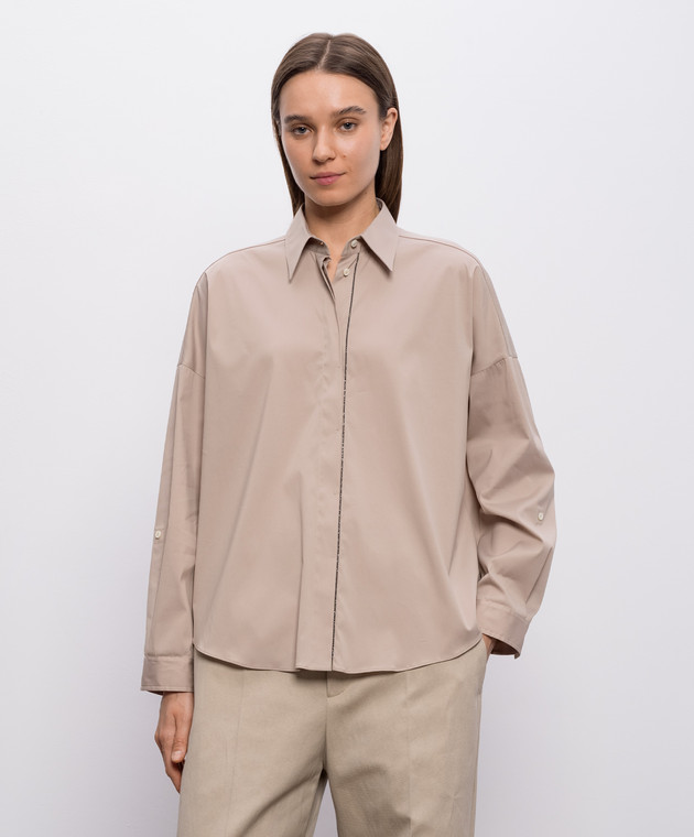 Brunello Cucinelli Бежева сорочка з ланцюжком моніль M0091MA636 зображення 3
