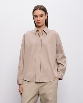 Brunello Cucinelli Бежева сорочка з ланцюжком моніль M0091MA636