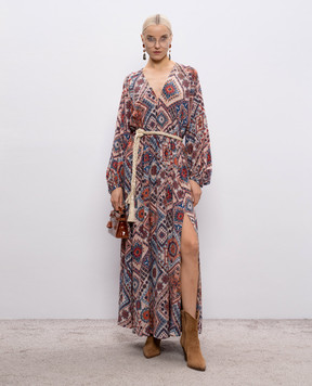 Momoni Рожева сукня максі FRANCISCO із шовку MODR010MO03