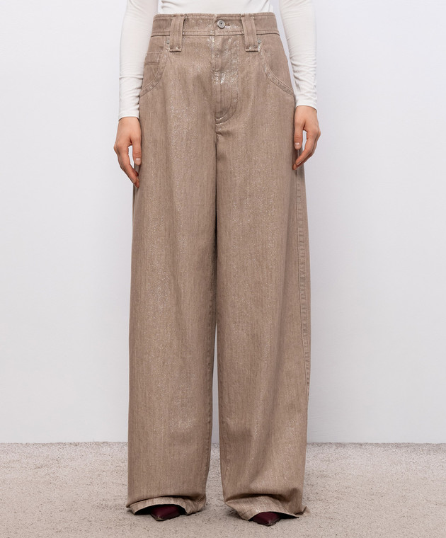 Brunello Cucinelli Бежеві джинси з люрексом MP109P4091 зображення 3