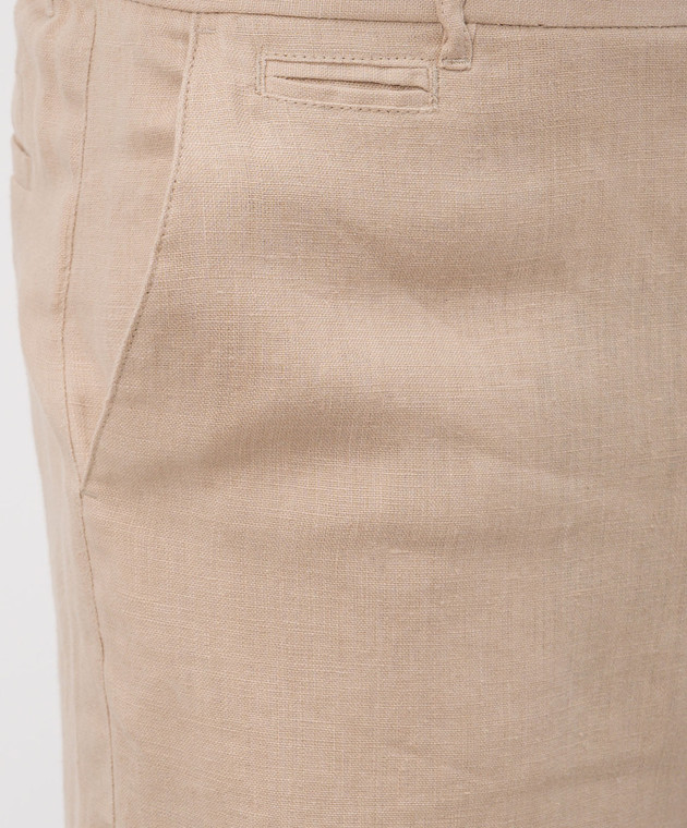 Trussardi Бежевые шорты из льна P025M000117NMP312T38 изображение 5