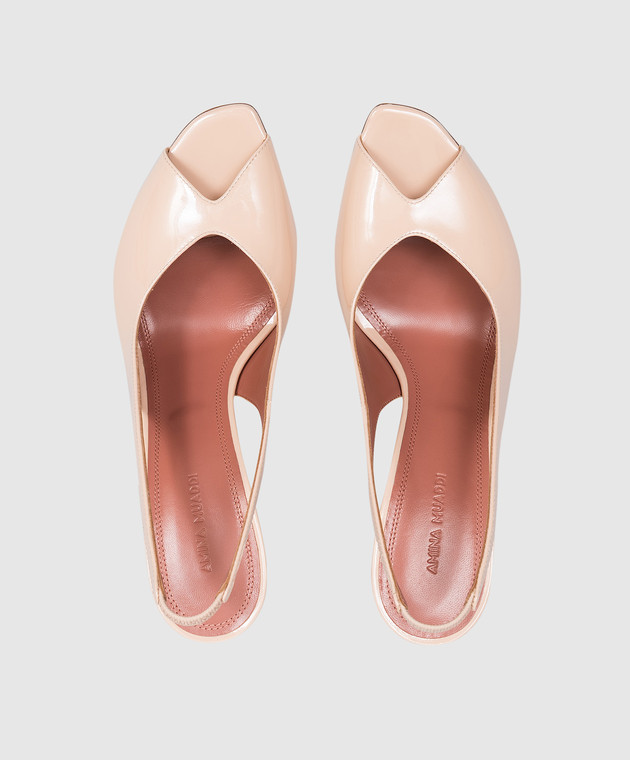 Amina Muaddi Бежеві шкіряні лаковані слінгбеки Kristina 16S366080KRI зображення 4