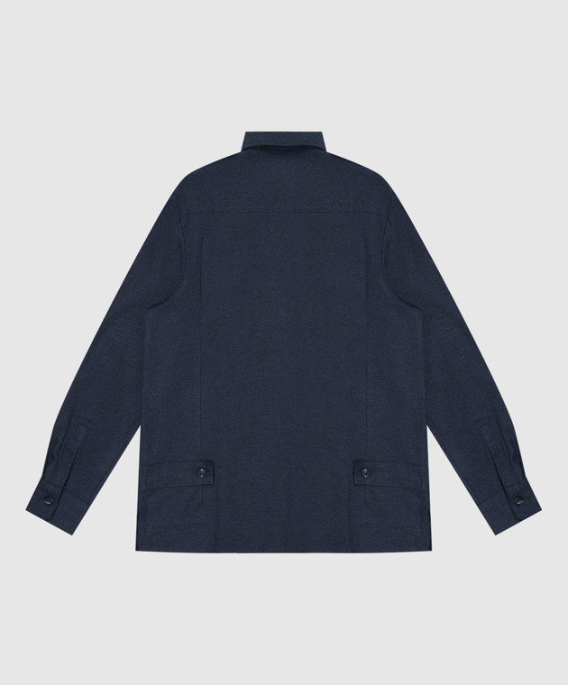 Dolce&Gabbana Дитяча синя сорочка з брендовою нашивкою L45S12FU5ZI6 зображення 2