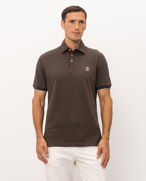 Brunello Cucinelli Коричневое поло с принтом эмблемы ME8548788