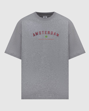 Vetements Серая меланжевая футболка в принт ME76TR252GXw
