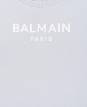 Balmain Дитяча блакитна футболка з логотипом BY4A01Z318310