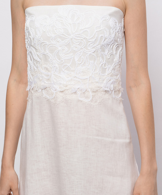 Ermanno Scervino Life Платье макси цвета айвори из льна D484Q304ZQRI изображение 4