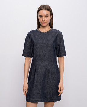 Brunello Cucinelli Синя джинсова сукня міні з ланцюжком моніль MB125AFQ91