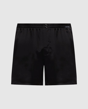 Dolce&Gabbana Чорні труси-боксери із шовку з нашивкою логотипа M3A12TON0EC
