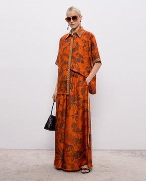 Alemais Оранжевые палаццо Monkey Dance из шелка 6885P