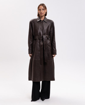 Magda Butrym Коричневе шкіряне пальто LEATHER16COAT282726
