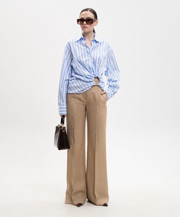 Max Mara Коричневые брюки из льна MXSBIG изображение 2