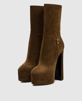 Saint Laurent Коричневі замшеві ботильйони NICO 8406720LI00