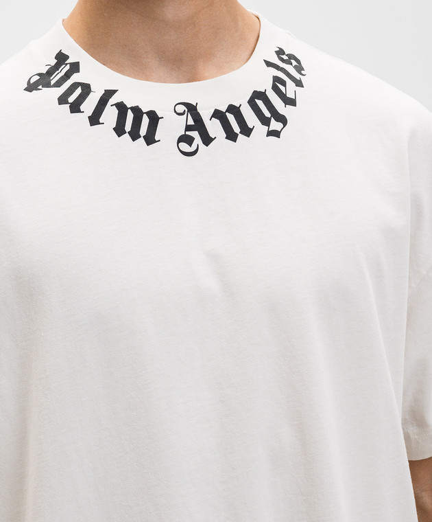 Palm Angels Футболка кольору айворі з контрастним логотипом PMAA109S26JER008 зображення 5