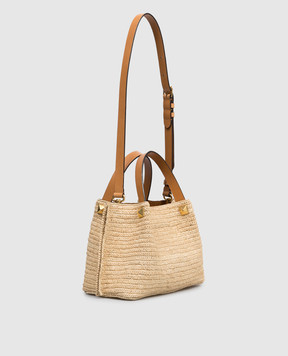 Valentino Бежевая сумка-тоут VLogo из рафии 8W2B0T02QCL