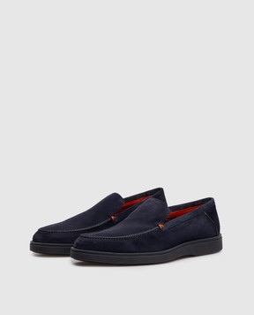 Santoni Синие замшевые лоферы с фактурным логотипом MGDG17824OOTKSVU