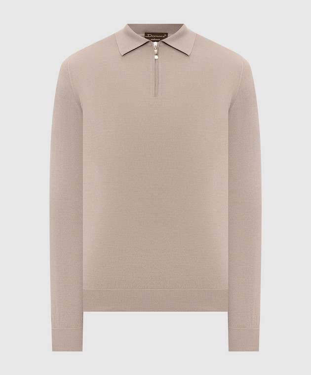 Doriani Cashmere Бежевое поло из шерсти, шелка и кашемира 18057ZIP79