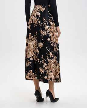 Dolce&Gabbana Чорна спідниця із шовку в квітковий візерунок F4C6VTIS1ZU