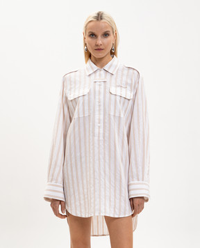 Off-White Белое платье-рубашка Roxy в полоску 2DG00FS26FAB001