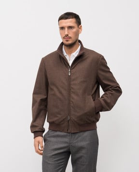 Stefano Ricci Коричнева куртка з вовни та кашеміру з емблемою M7J5400460MA0020