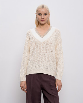 Brunello Cucinelli Бежевий пуловер з коноплі та шовку MWA576302