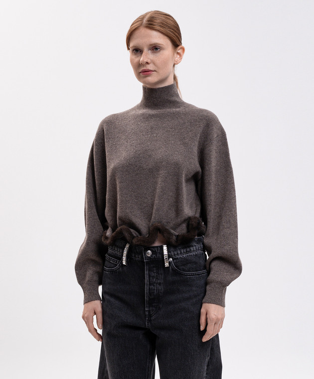 Alexander Wang Коричневый свитер с шерстью с каркасным низом 1KC4261092 изображение 3
