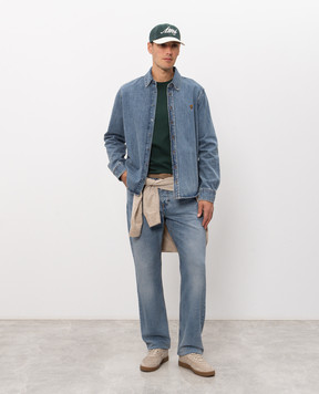 Ami Paris Синя джинсова сорочка з вишивкою емблеми USH786DE0056