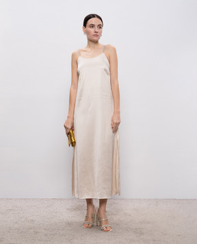 Peserico Бежева сукня міді з ланцюжком моніль A0205906638