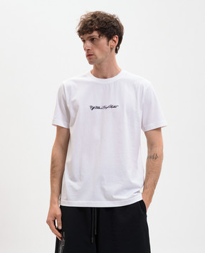 Off-White Біла футболка з вишивкою Script Arrow 44MAA027S26J002