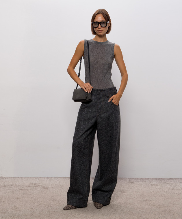 Brunello Cucinelli Серый топ из шелка и шерсти MFR493700 изображение 2