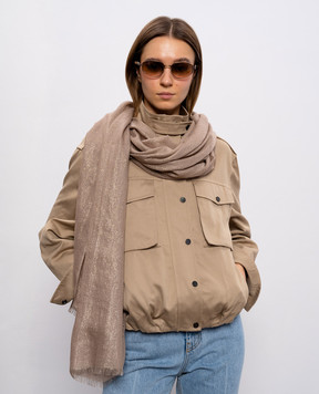 Brunello Cucinelli Коричневий палантин з кашеміру і шовку з люрексом MSCDAR097