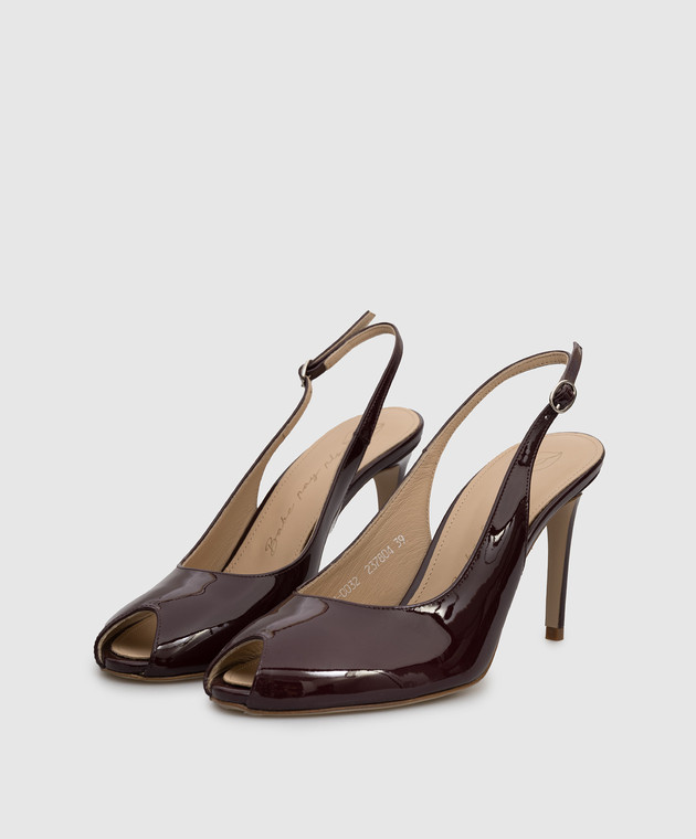 Babe Pay Pls Бордовые кожаные лакированные слингбеки 237804LA изображение 2