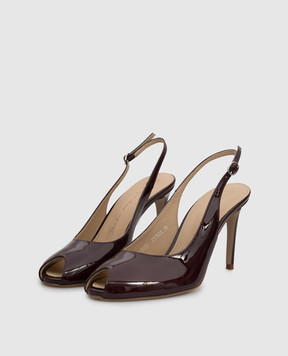 Babe Pay Pls Бордові шкіряні лаковані слінгбеки 237804LA