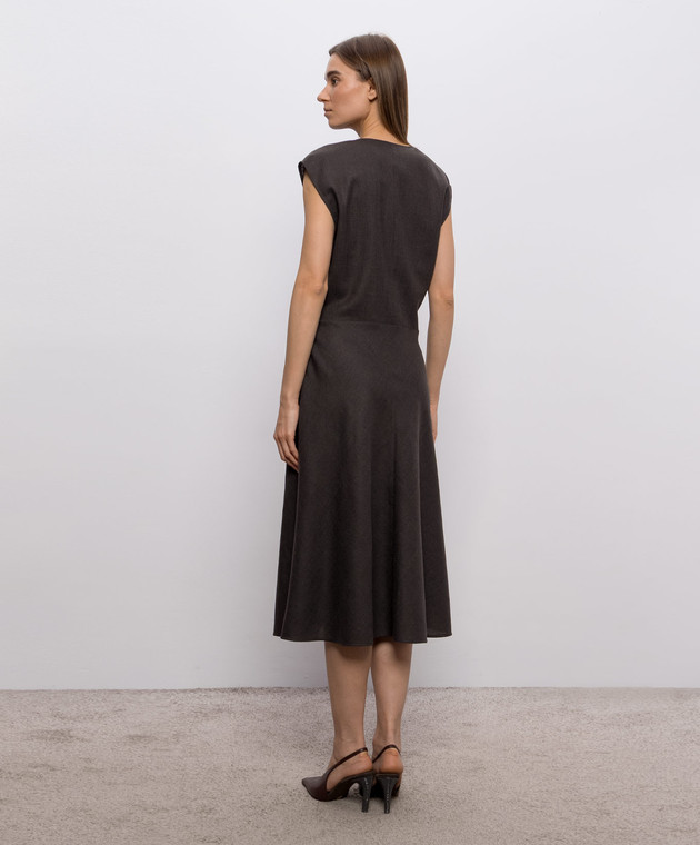 Brunello Cucinelli Темно-коричнева сукня з вовни MP550AB4F2 зображення 4