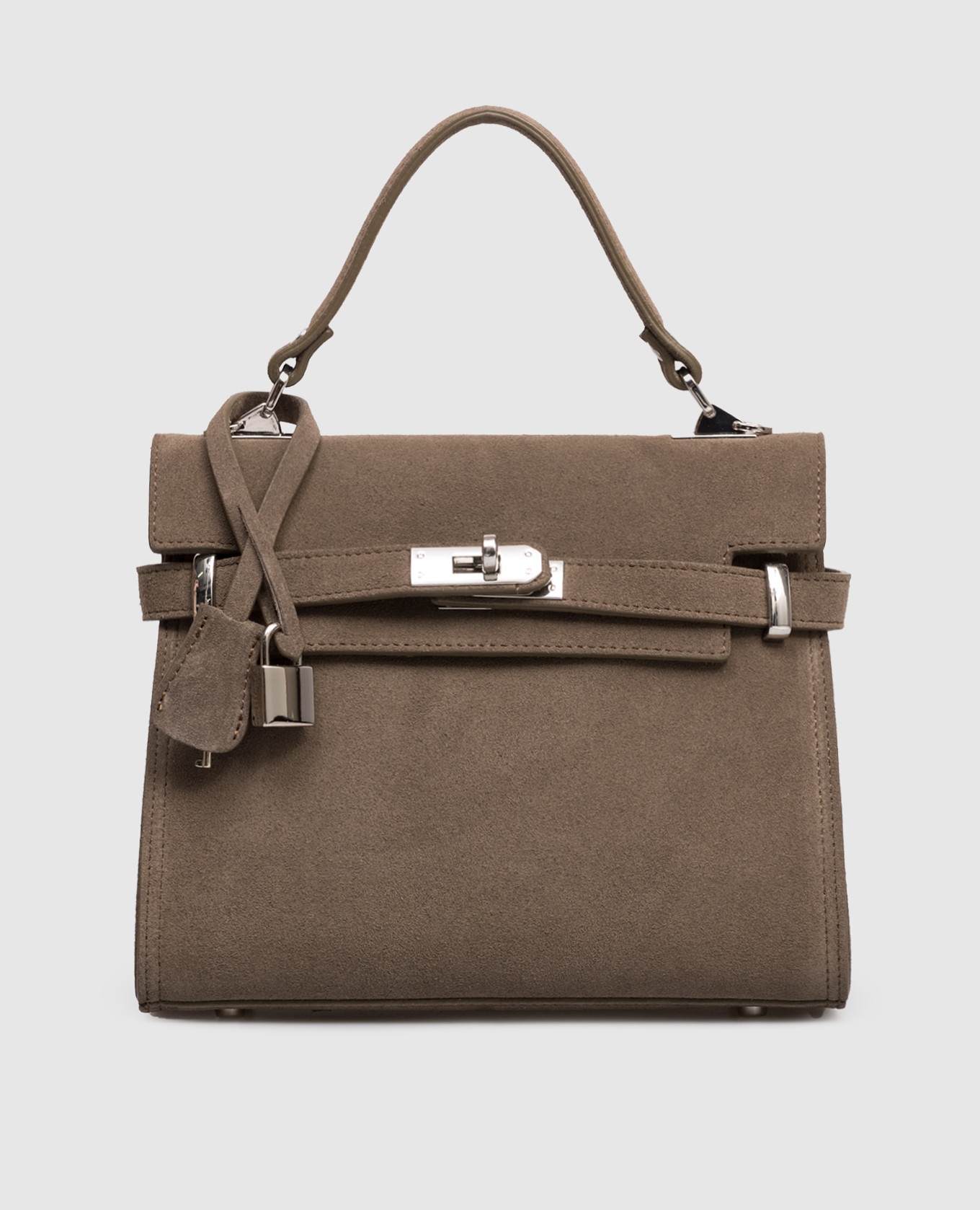 Коричневая замшевая сумка-сетчел Suede