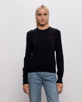 Ami Paris Чорний джемпер з вовни Ami de Coeur FKS826001