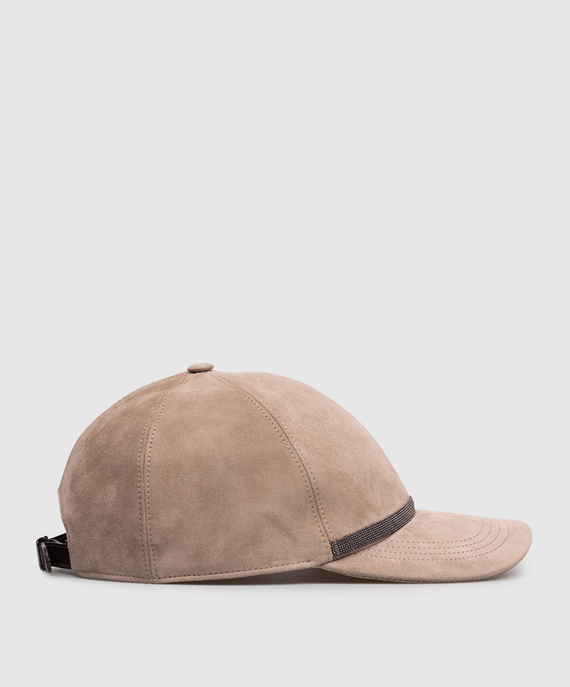 Brunello Cucinelli Бежевая замшевая кепка с цепочкой мониль MCAP9F151 изображение 3